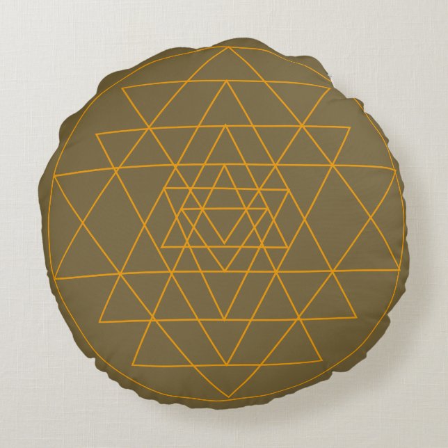 Sri Yantra op bruine kussen (Achterkant)