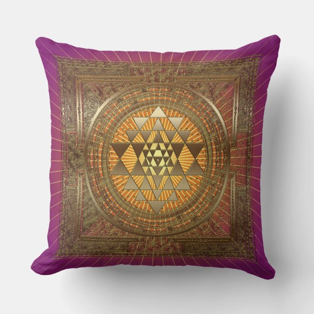 Sri Yantra Paarse Sun - Pillow Kussen (Voorkant)