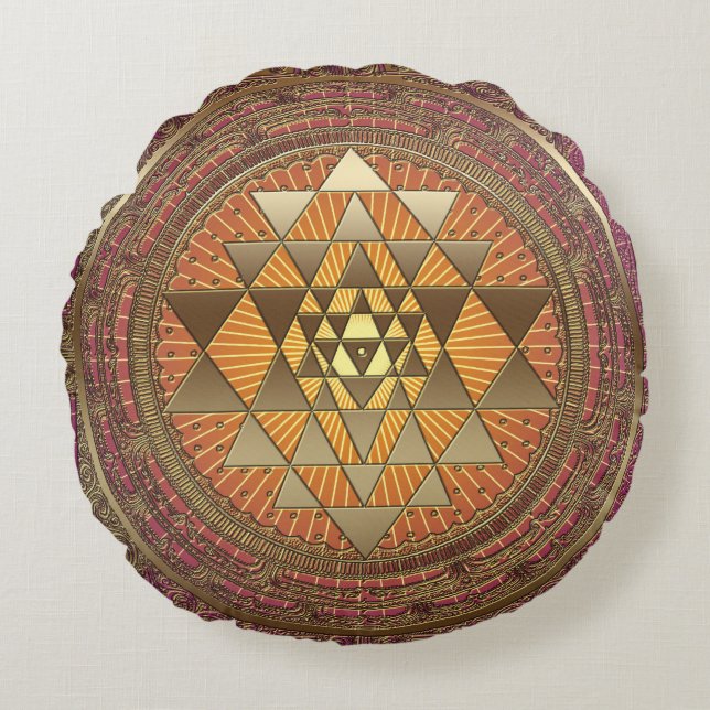 Sri Yantra Paarse Sun - Pillow Rond Kussen (Voorkant)