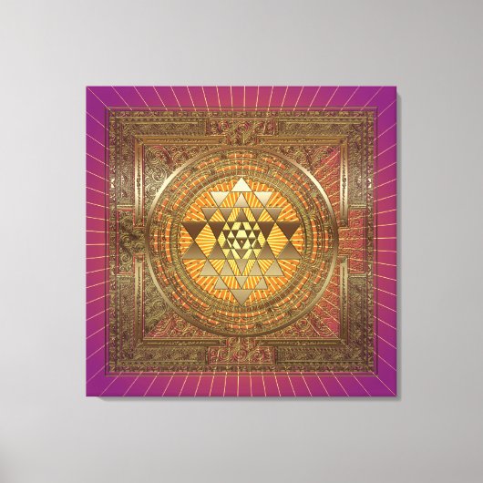 Sri Yantra Paarse zon - omwikkeld canvas Afdruk (Voorkant)