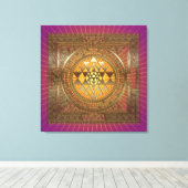 Sri Yantra Paarse zon - omwikkeld canvas Afdruk (Insitu (Houten vloer))