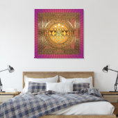 Sri Yantra Paarse zon - omwikkeld canvas Afdruk (Insitu (Slaapkamer))