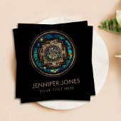 Sri Yantra / Sri Chakra Goud en Marmeren Dot Art Vierkante Visitekaartje