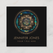 Sri Yantra / Sri Chakra Goud en Marmeren Dot Art Vierkante Visitekaartje (Voorkant)