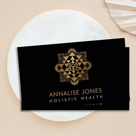 Sri Yantra / Sri Chakra Gouden in Lotus vorm Visitekaartje