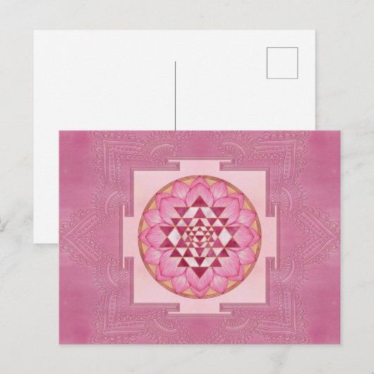 Sri Yantra  / Sri Chakra in lotus Briefkaart (Voorkant / Achterkant)