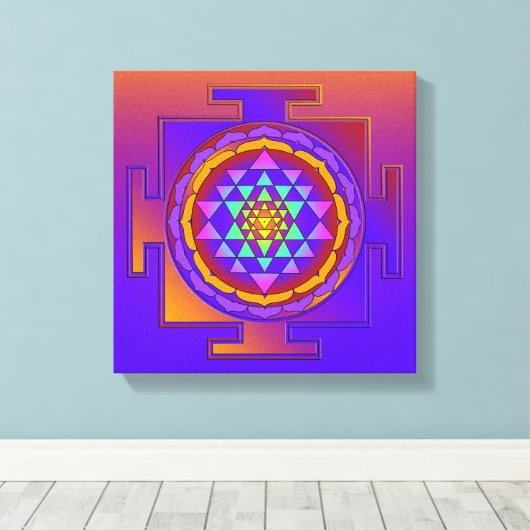 SRI YANTRA volledig gekleurd + uw ideeën Canvas Afdruk (Insitu (Houten vloer))