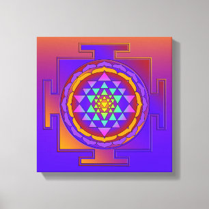 SRI YANTRA volledig gekleurd + uw ideeën Canvas Afdruk