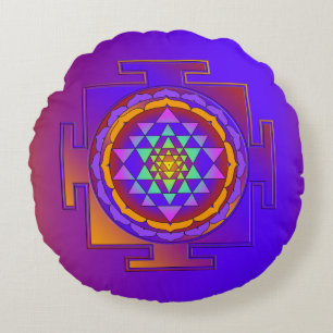 SRI YANTRA volledig gekleurd + uw ideeën Rond Kussen