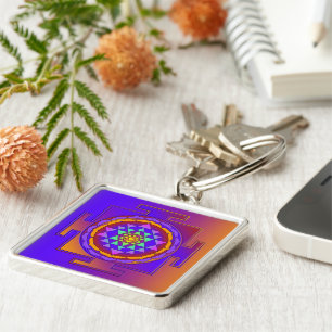 SRI YANTRA volledig gekleurd + uw ideeën Sleutelhanger