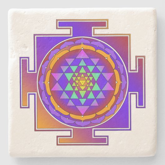 SRI YANTRA volledig gekleurd + uw ideeën Stenen Onderzetter (Voorkant)