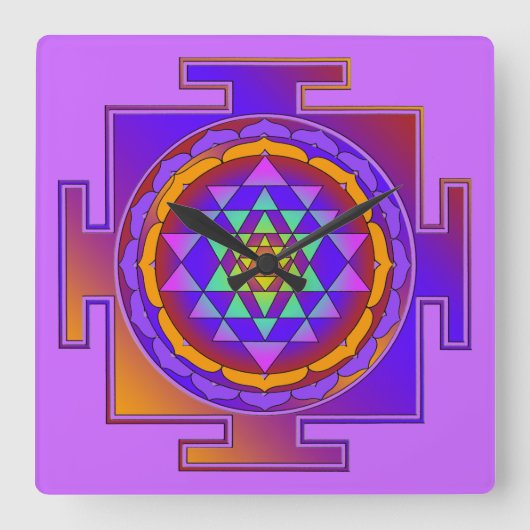 SRI YANTRA volledig gekleurd + uw ideeën Vierkante Klok (Voorkant)