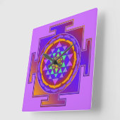 SRI YANTRA volledig gekleurd + uw ideeën Vierkante Klok (Hoek)