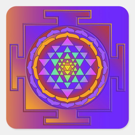 SRI YANTRA volledig gekleurd + uw ideeën Vierkante Sticker (Voorkant)