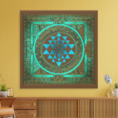 Sri Yantra Water Glow - Ingewikkeld Canvas Afdruk (Insitu (Woonkamer))