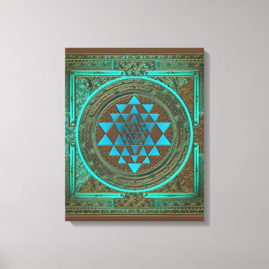 Sri Yantra Water Glow - Ingewikkeld Canvas Afdruk (Voorkant)