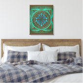 Sri Yantra Water Glow - Ingewikkeld Canvas Afdruk (Insitu (Slaapkamer))