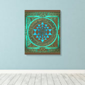 Sri Yantra Water Glow - Ingewikkeld Canvas Afdruk (Insitu (Houten vloer))