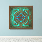Sri Yantra Water Glow - Ingewikkeld Canvas Afdruk (Insitu (Houten vloer))