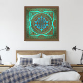 Sri Yantra Water Glow - Ingewikkeld Canvas Afdruk (Insitu (Slaapkamer))