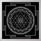 Sri Yantra White op zwart Poster (Voorkant)