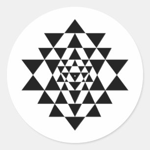 Sri Yantra Zwart & Wit Ronde Sticker