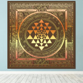SriChakra Yoga Meditatie Canvas India symbool Afdruk (Insitu (Houten vloer))