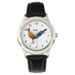 Srilankaanse junglefowl cartoon illustratie horloge