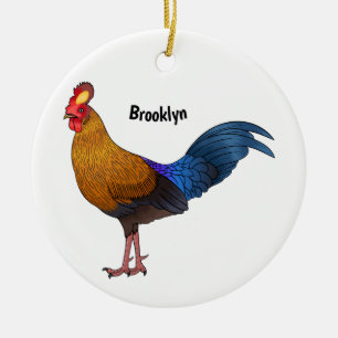 Srilankaanse junglefowl cartoon illustratie keramisch ornament