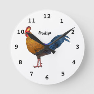 Srilankaanse junglefowl cartoon illustratie ronde klok