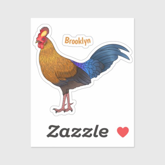 Srilankaanse junglefowl cartoon illustratie sticker (Vel)