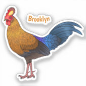 Srilankaanse junglefowl cartoon illustratie sticker (Voorkant)