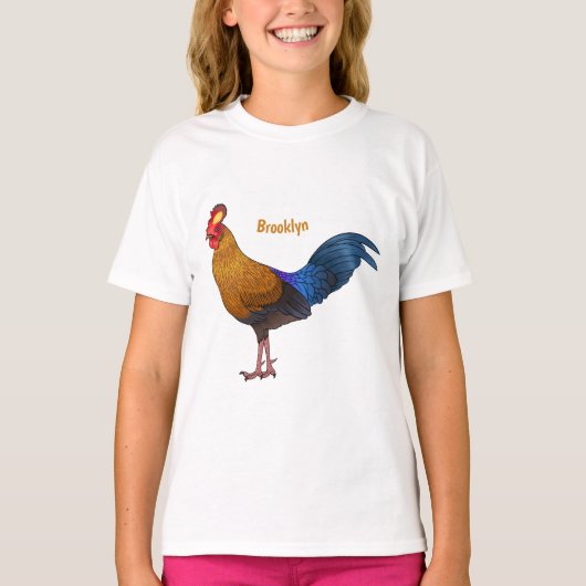 Srilankaanse junglefowl cartoon illustratie t-shirt (Voorkant)