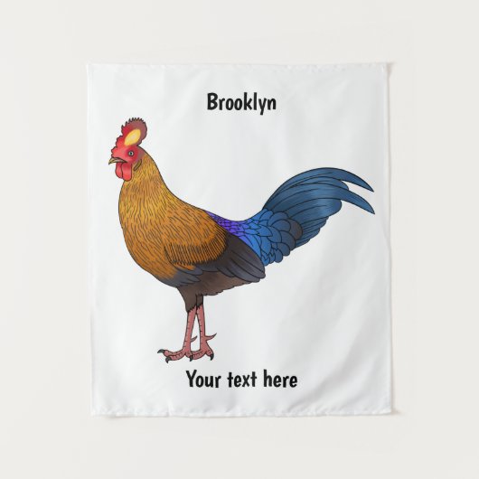 Srilankaanse junglefowl cartoon illustratie wandkleed (Voorkant)