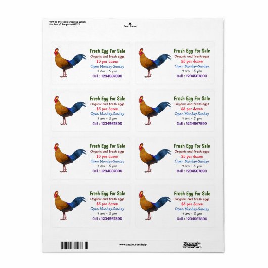 Srilankaanse junglefowl, vers ei-bord te koop aang etiket (Full Sheet)