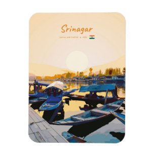 Srinagar, India - Dalmeer Shikara-boten afgerond Magneet