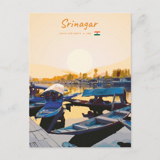 Srinagar, India - Dalmeer Shikara-boten Briefkaart (Voorkant)