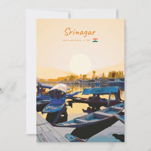 Srinagar, India - Dalmeer Shikara-boten Kaart (Voorkant)