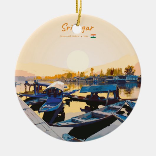 Srinagar, India - Dalmeer Shikara-boten Keramisch Ornament (Voorkant)
