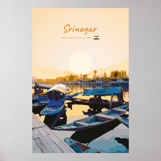 Srinagar, India - Dalmeer Shikara-boten Poster (Voorkant)