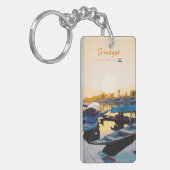 Srinagar, India - Dalmeer Shikara-boten Slank Sleutelhanger (Voorkant Links)