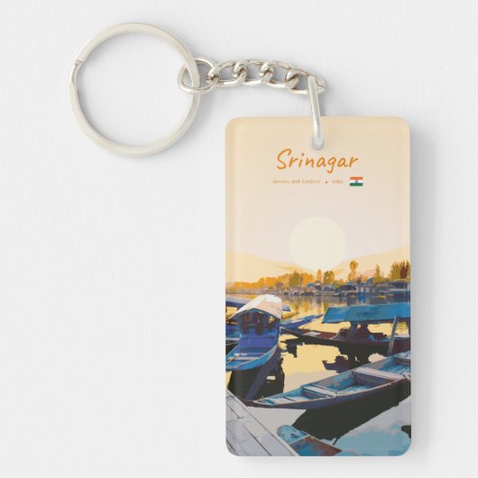 Srinagar, India - Dalmeer Shikara-boten Slank Sleutelhanger (Voorkant)