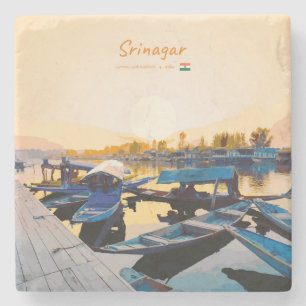 Srinagar, India - Dalmeer Shikara-boten Stenen Onderzetter