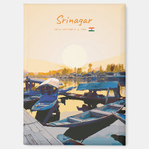 Srinagar, India - Dalmeer Shikara-boten vlak Magneet