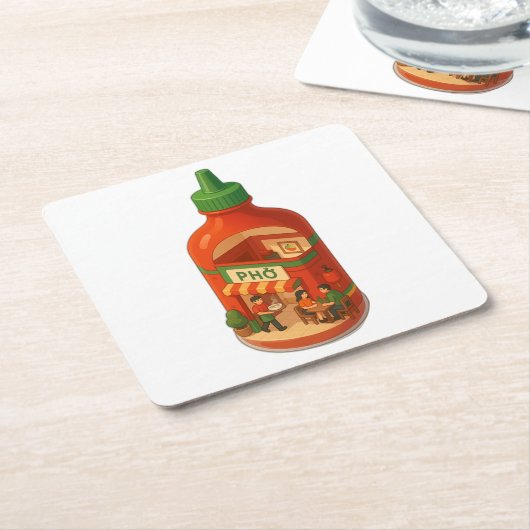 Sriracha Pho Shop Kartonnen Onderzetters (Schuin)