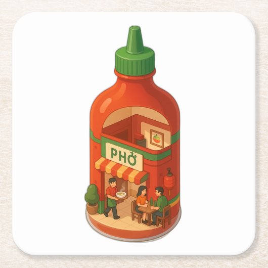 Sriracha Pho Shop Kartonnen Onderzetters (Voorkant)