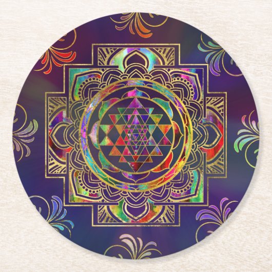 Sriyantra Sri Chakra Ronde Kartonnen Onderzetter (Voorkant)
