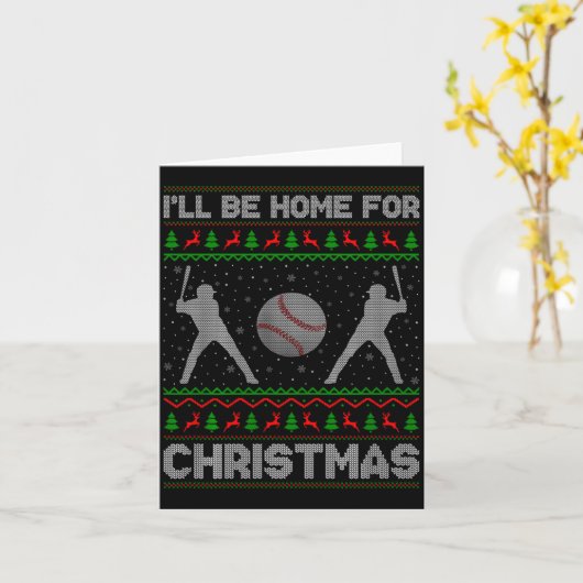 Srty Baseball Player Ugly Christmas Sweaters Xmas  Kaart (Gele Bloem)