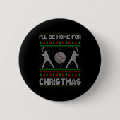 Srty Baseball Player Ugly Christmas Sweaters Xmas  Ronde Button 5,7 Cm (Voorkant)