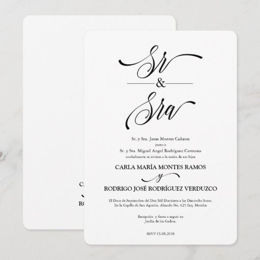 Sry Sra Spaanse bruiloft uitnodiging (Voorkant / Achterkant)